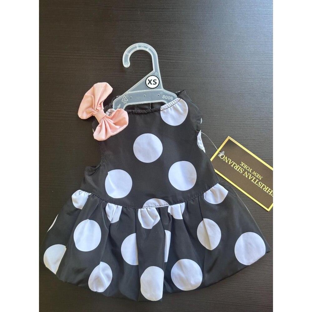 Dog Clothes, Polka Dot Dog or Cat Dress, Black, XS. New!